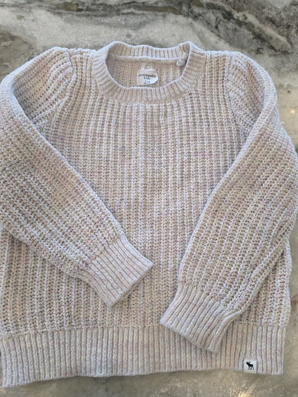 Abercrombie & Fitch Cream Sweater with Pink Flecks - Crew Neck